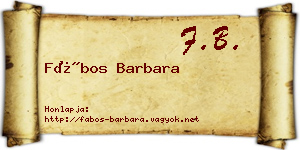 Fábos Barbara névjegykártya